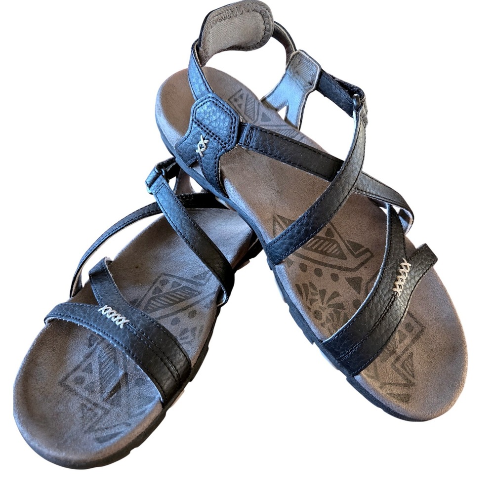 Merrell Terran Ari Lattice Black Leather Strappy Athletic Sandals Women Size 9